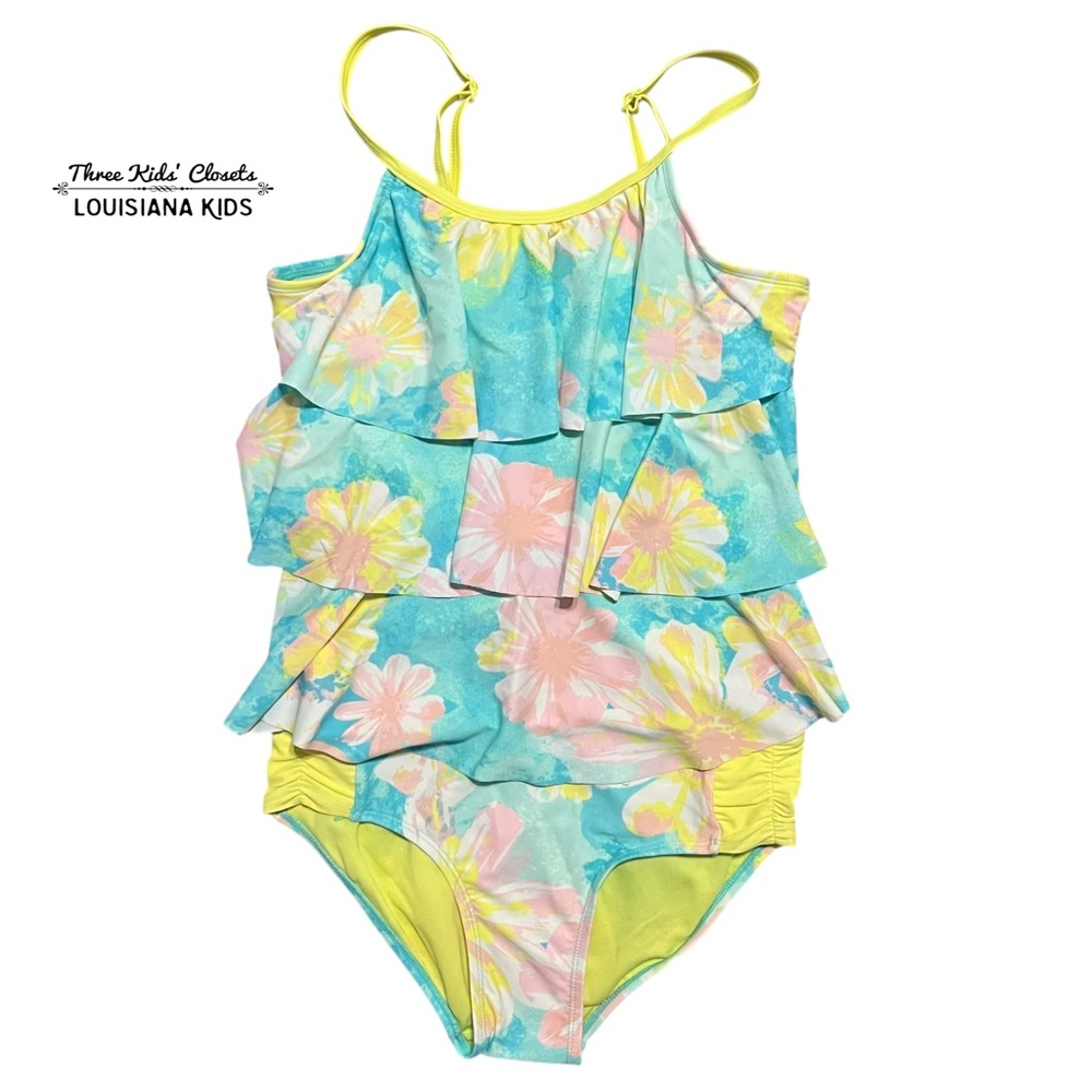 Justice 14Y Floral Tiered Ruffle Tankini Swimsuit
